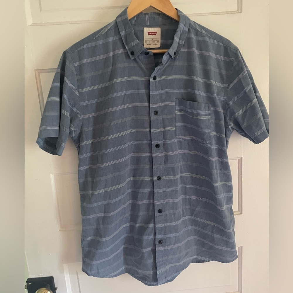 Levi's Blue Casual Button Down Shirt with Stripes